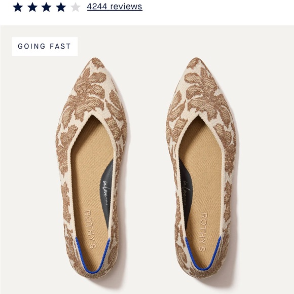 Rothy's Shoes - Rothy's Women's Floral Pointed Flats - Tan and Cream